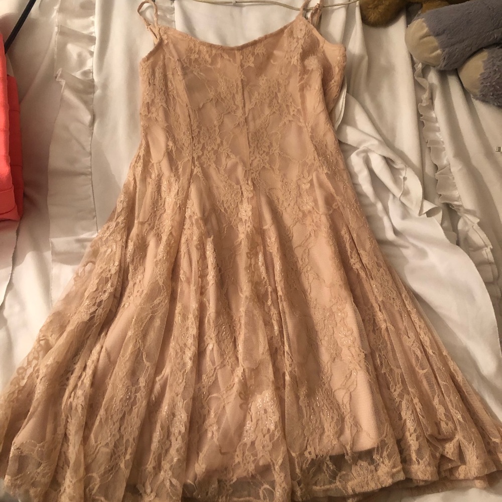 Champagne/ pink lace dress